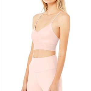 alo yoga lavish pink padded sports bra crop top